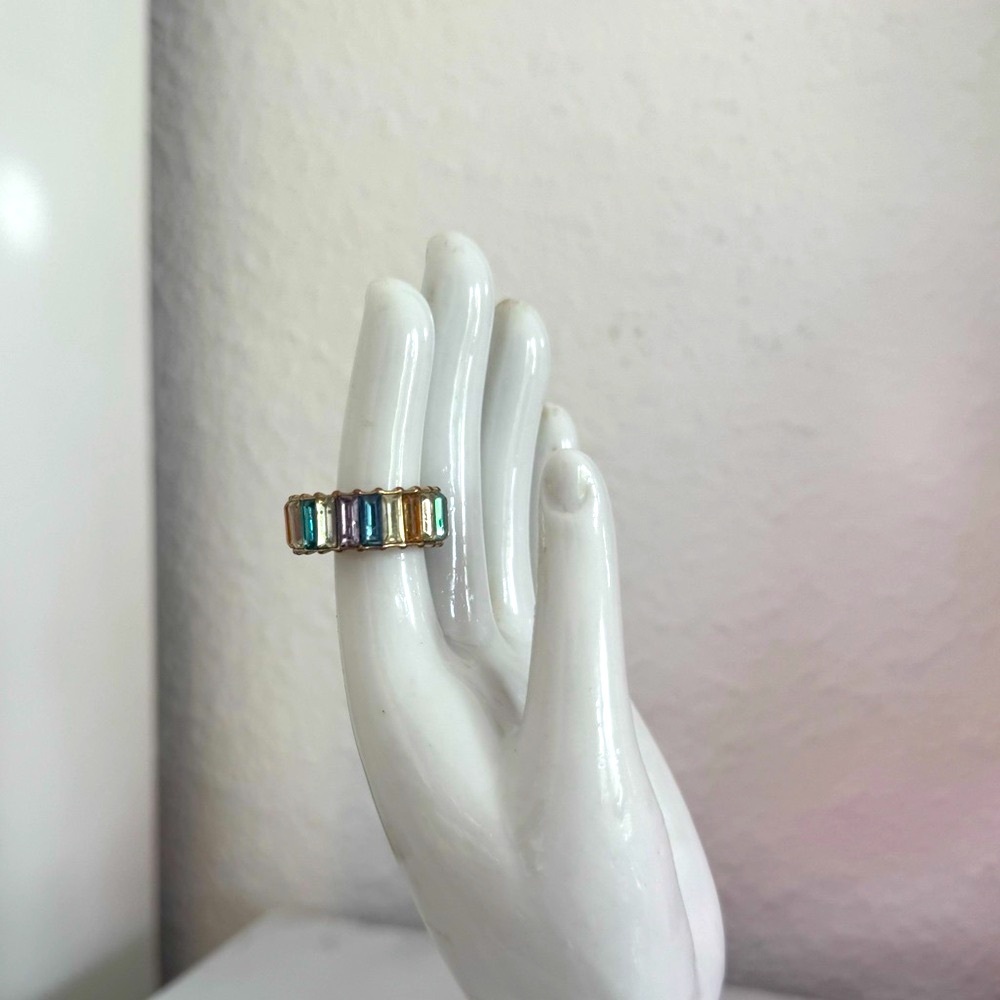 Baublebar multicolor rainbow baguette ring size 6
